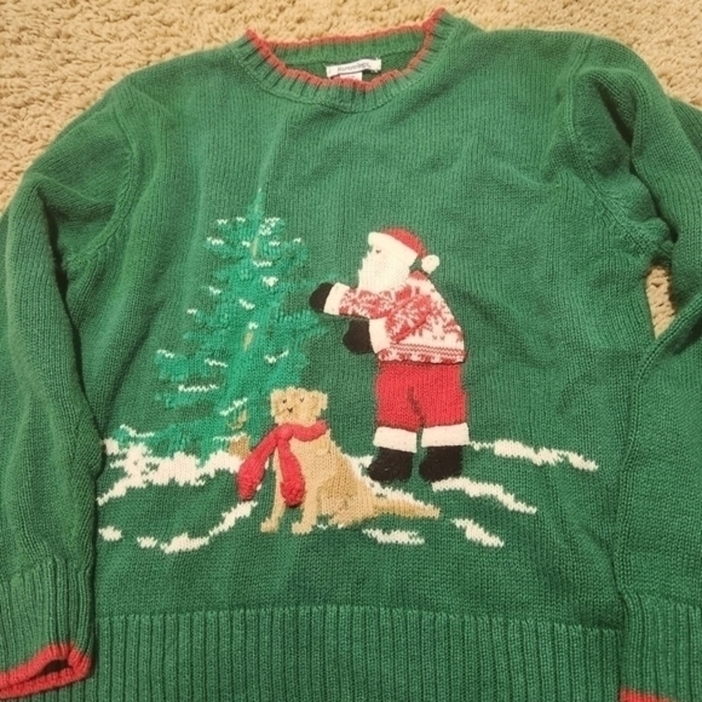 VTG Hartstrings Kids Christmas Sweater Green Crew Neck‎ Holidays Photos 5/6